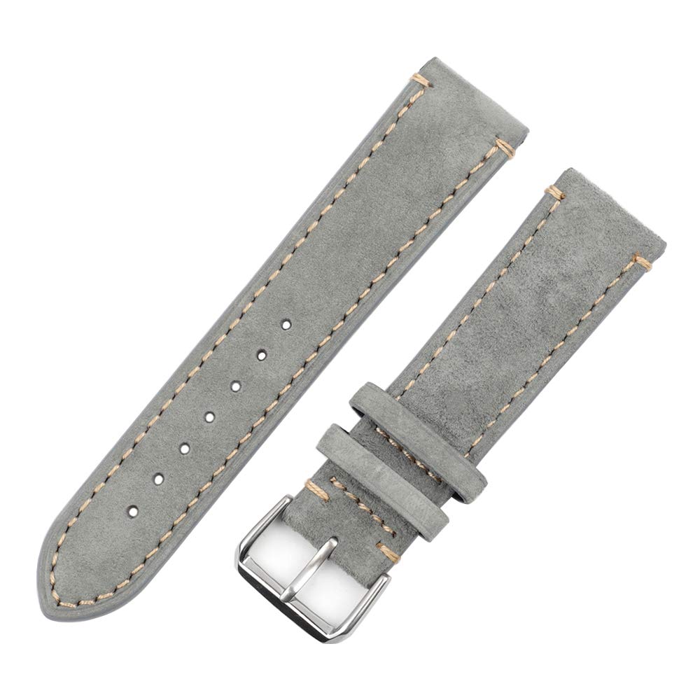 Onthelevel Classic Suede Leather with Tanned Leather Back Watch Band Strap for Men or Women - 18mm 20mm 22mm