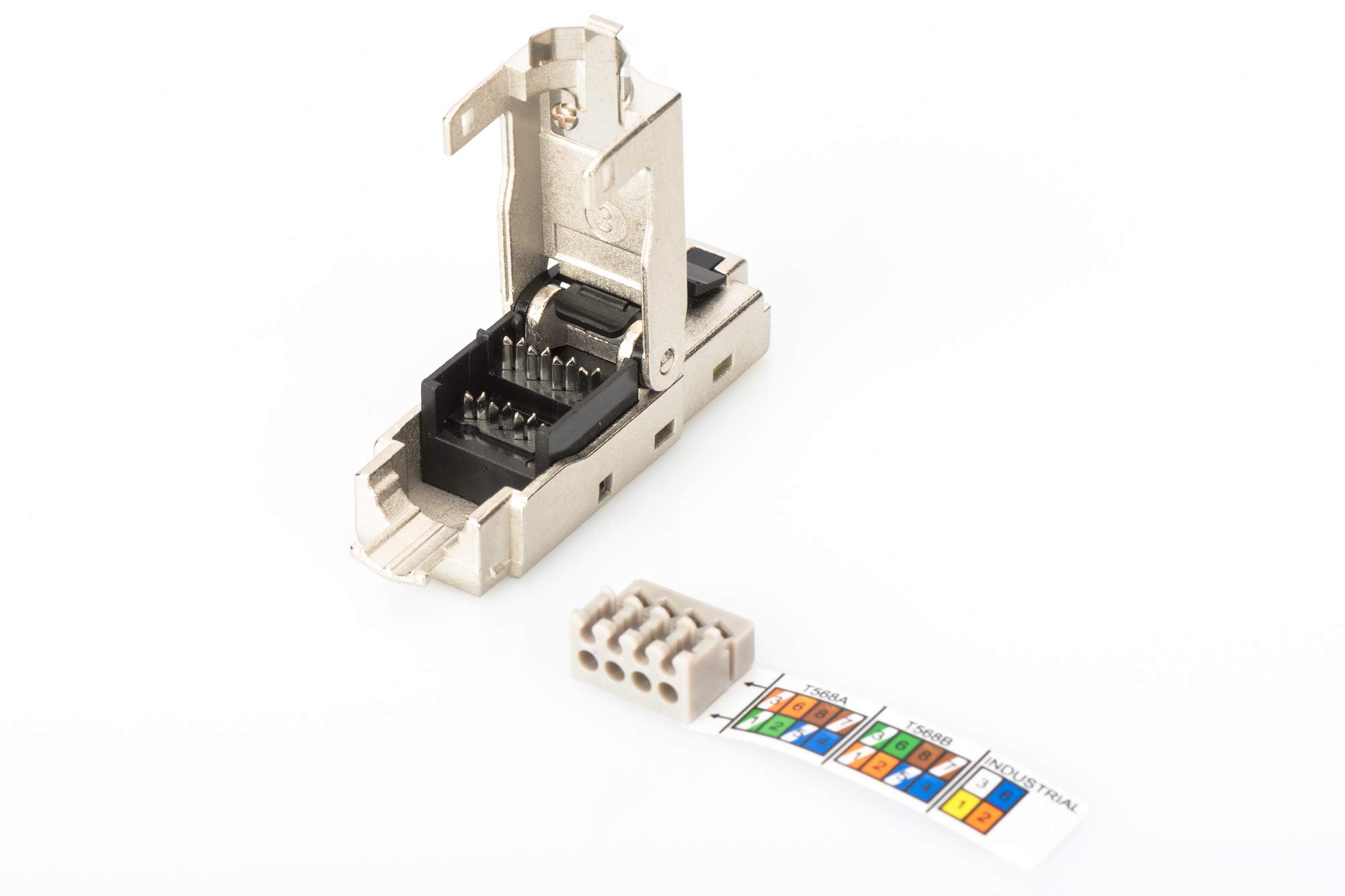 DIGITUS DN-93631 - Connettore di Rete Cat 6A - 5 Pezzi - Schermato a 360° - Connettore di Campo RJ45 Cat6A - Installazione Senza Attrezzi - 500 MHz - 10GBase-T - 10 Gbit/s - AWG 27/7 a AWG 22/1