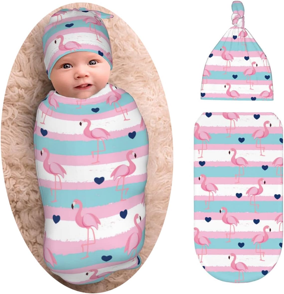 Cute Retro Flamingo Baby Stuff Newborn Swaddle Blanket with