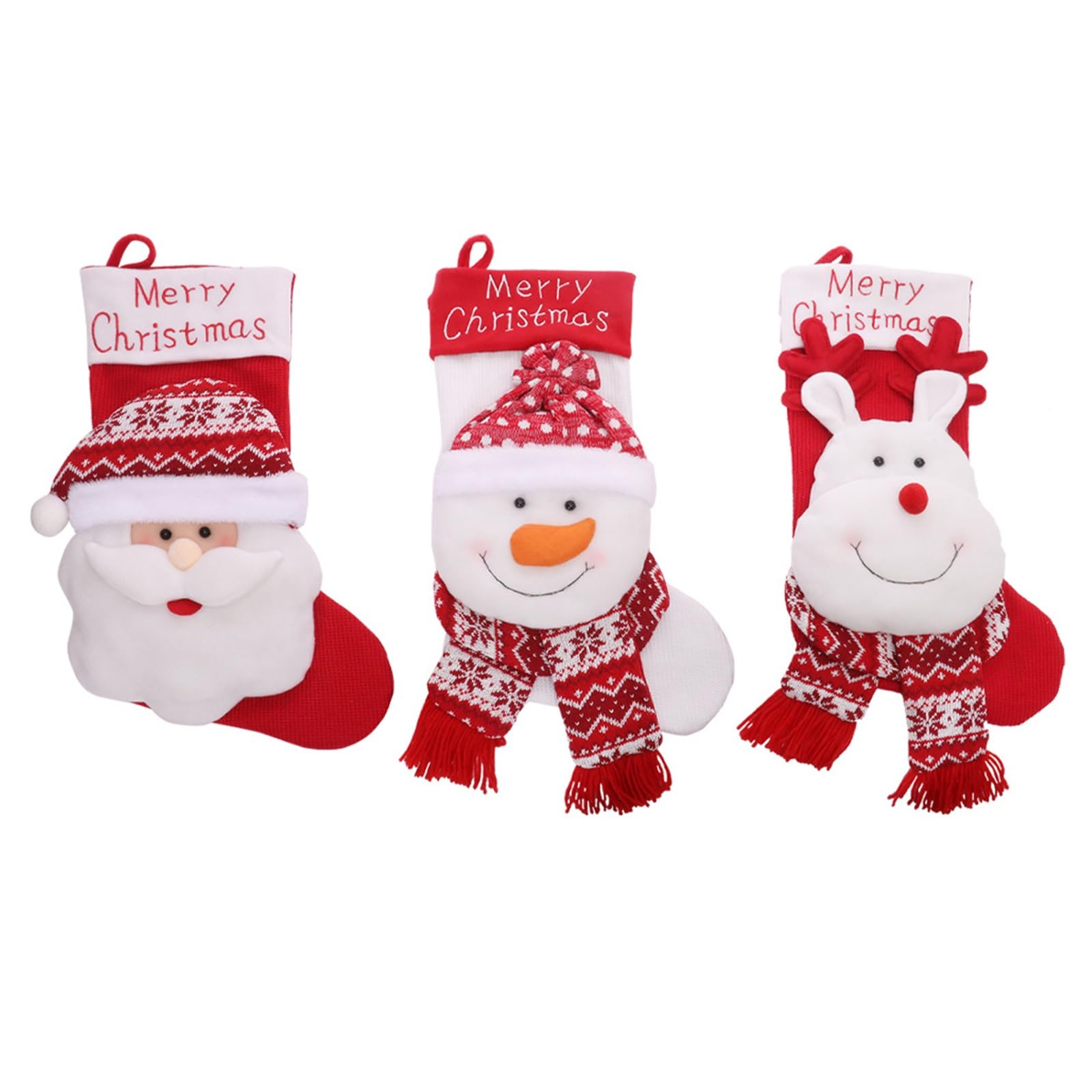 Nikolausstrumpf Groß, Weihnachtsstrumpf 3er Set, Nikolausstiefel zum Befüllen Weihnachtsstrumpf Geschenkbeutel, Weihnachten Weihnachtsstrumpf Personalisiert Kamin Weihnachtsdeko