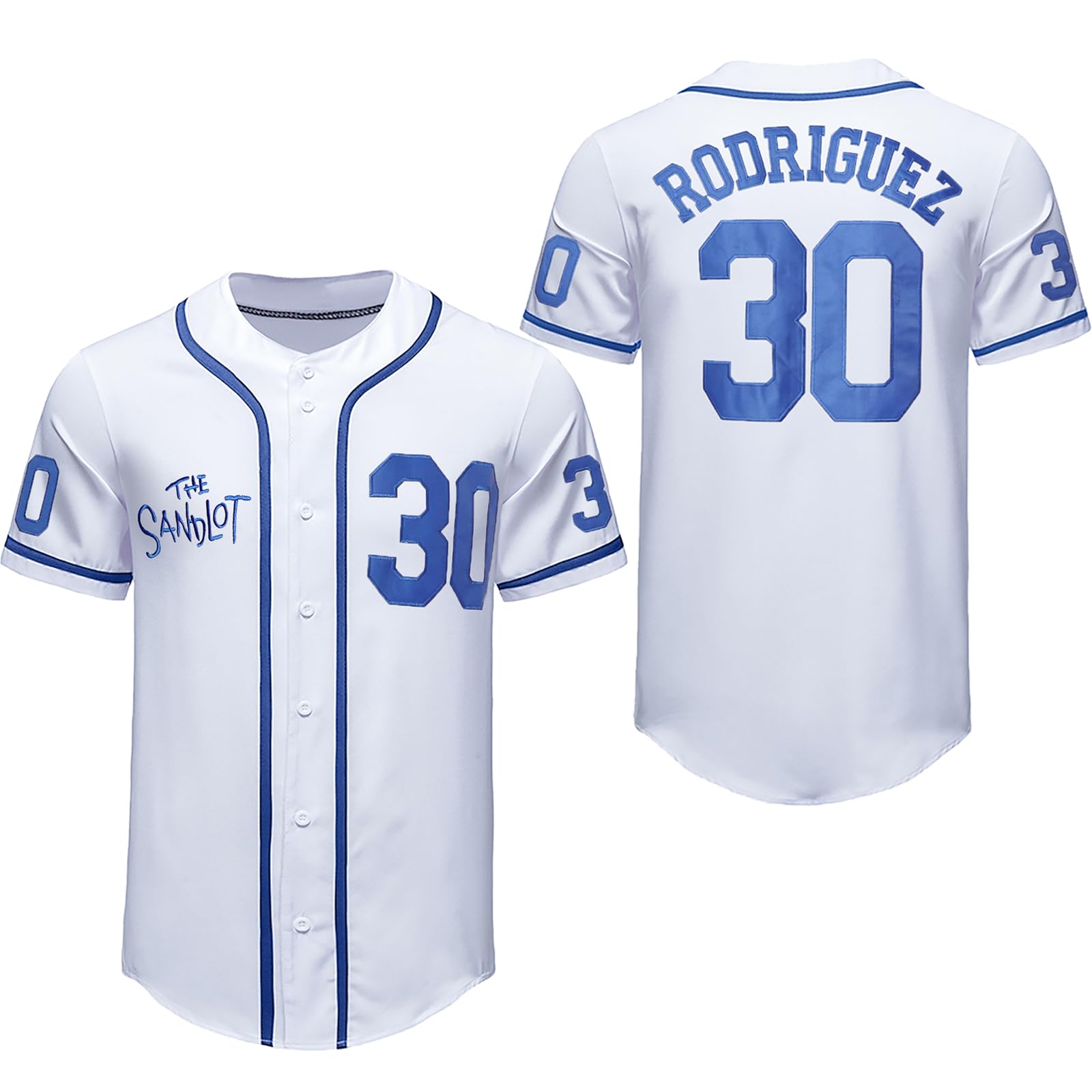 The Sandlot Jersey Benny 30 The Jet' Rodriguez Baseball Jersey Button Up Movie Jerseys pour homme