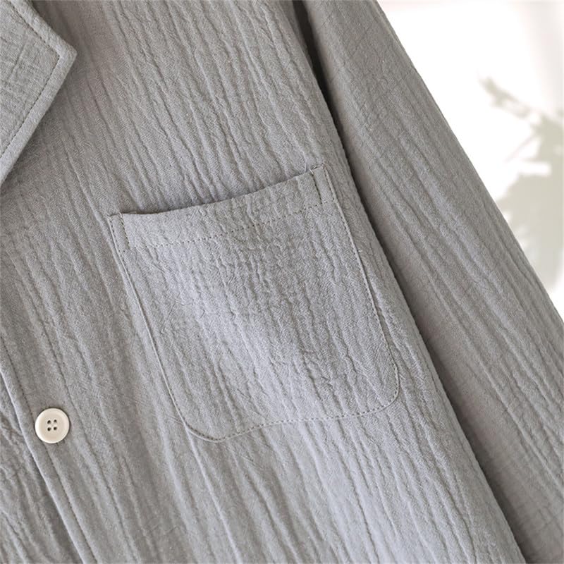 Shanghai Story Men's Cotton Gauze Pajama Set Lightweight Long Sleeve Sleepwear Spring Fall Lounge Set4