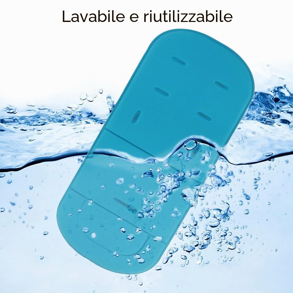 Materassino Passeggino, Cuscino Passeggino Universale, Cuscino Universale per Passeggino, Copriseduta Passeggino Universale, Materassino Passeggino Antisudore, Copri passeggino Imbottita, azzurro