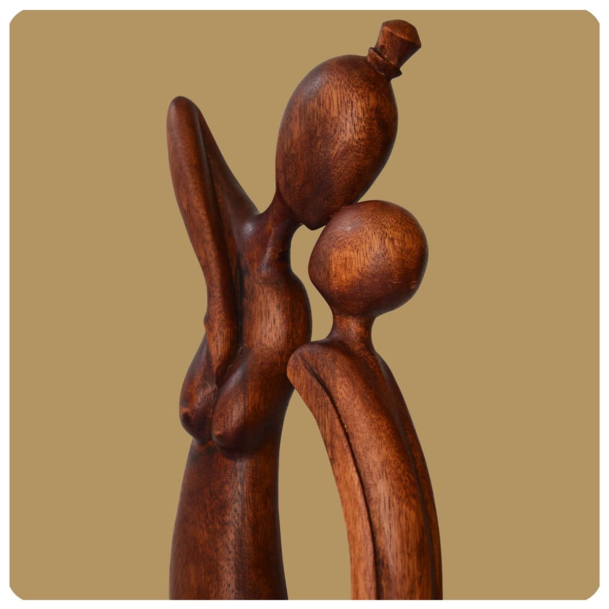 Simandra Art Deco Sculpture abstraite en bois Marron Hauteur 60 cm