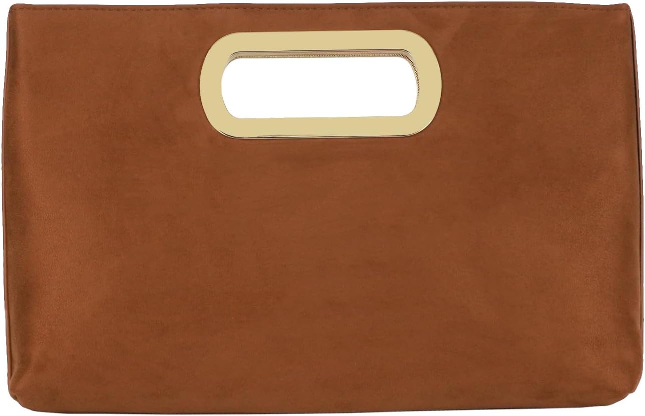 Top Handle Faux Suede Clutch