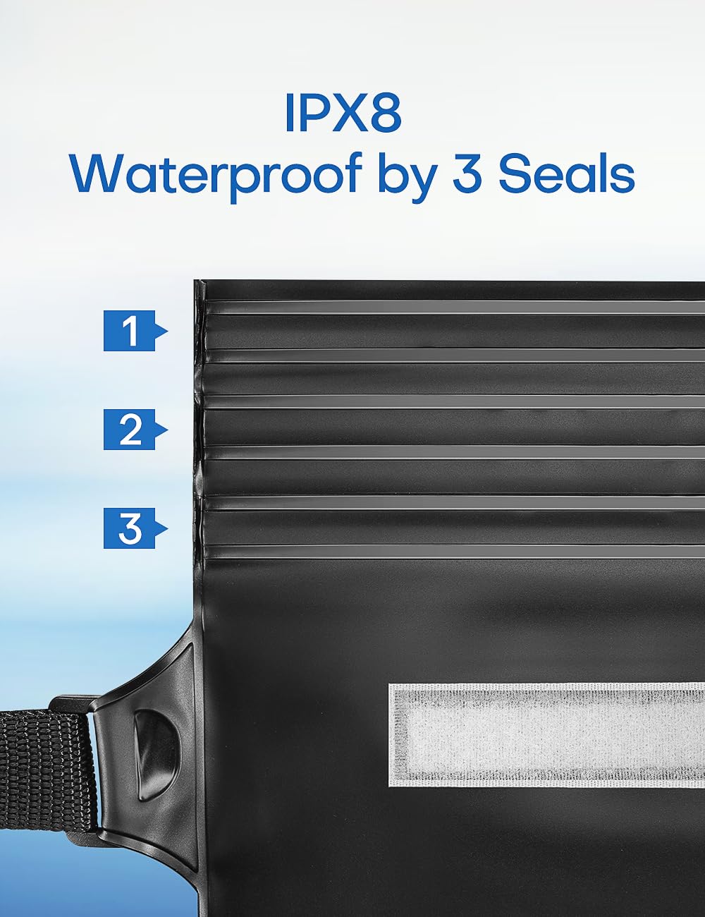 Henrycares 2 Pezzi Marsupio Impermeabile Mare, IPX8 Borsa Impermeabile con Tripla Tenuta, Cintura Regolabile Estesa, Busta Impermeabile Mare per Subacqueo, Spiaggia, Kayak (Nero+cristallo Grigio)