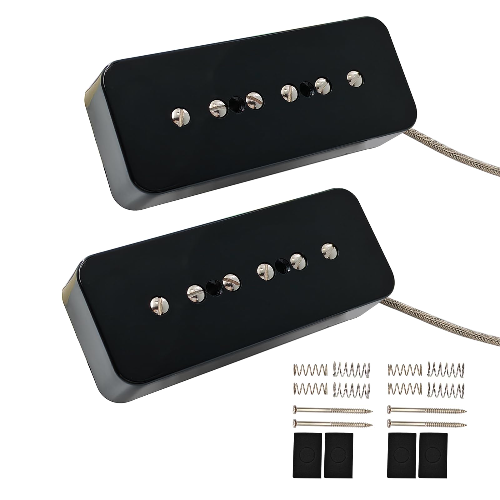 Pro P90-BLA High Output Alnico 5 P90 Soapbar Single Coil Pickup do LP SG Zestaw przetworników do gitary elektrycznej na szyję i mostek, czarny
