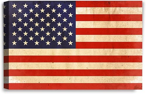 Miniatura 24 de DECORARTS - Arte de pared rústico de la bandera estadounidense, fabricado en Estados Unidos, impresión de lienzo giclée, lienzo estirado envuelto en