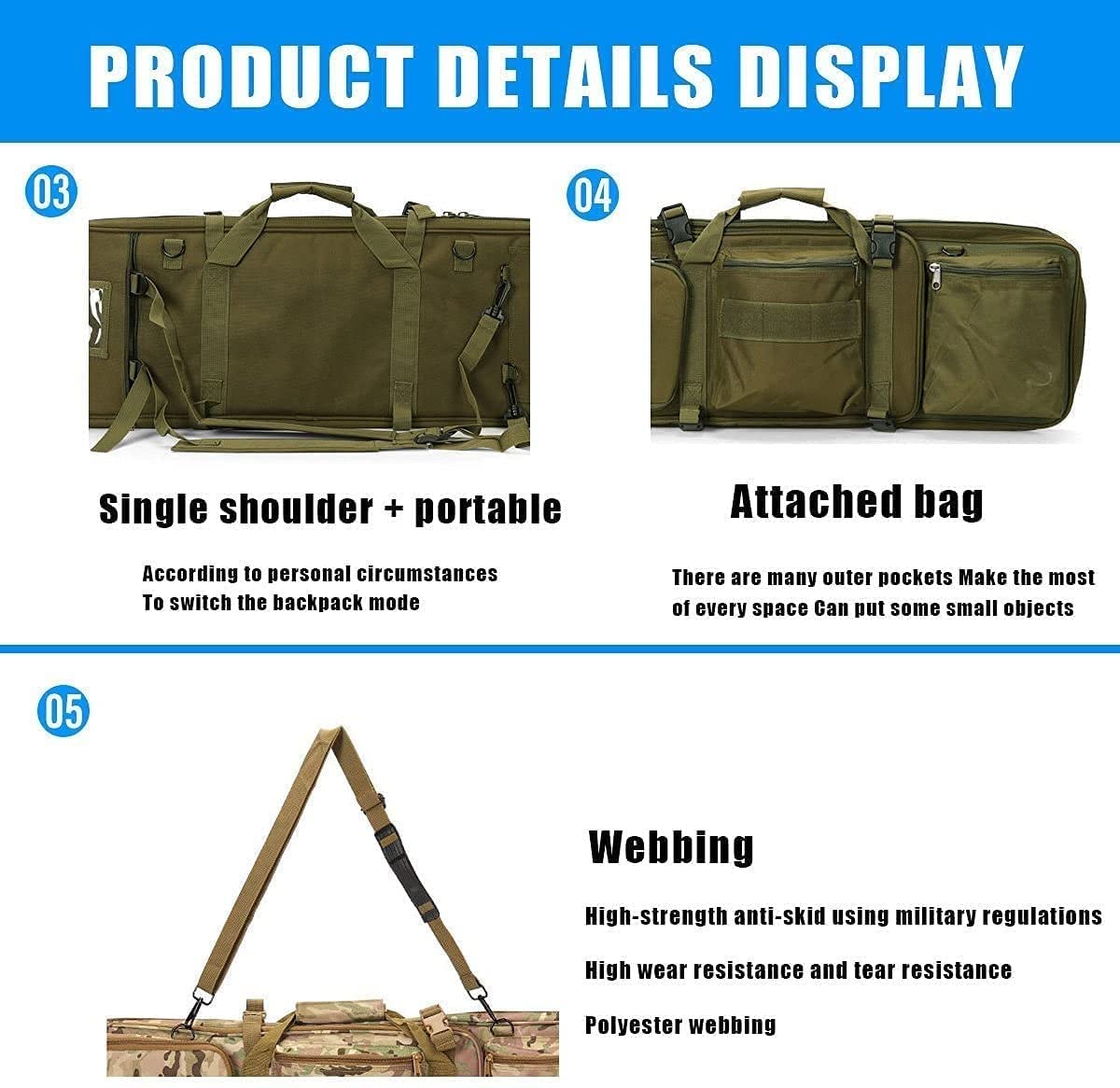 M4 Bolsa de Pistola Táctica,Funda para Armas Airsoft con Múltiples Bolsillos Estuche para Escopeta con Correa Extraíble,Mochila para Rifle Suave para Almacenamiento Y Transporte