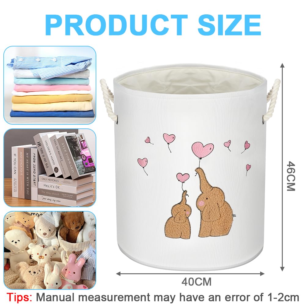 HOTUT Baby Laundry Basket,Kid Cotton Foldable Round Home Organizer Bin,Baby Laundry Hamper with handle,Toys Storage Bin for Kids Boys Girls Toys Room,Nursery,Home,Gift Basket,Bedroom,Clothes,Toys - Image 2