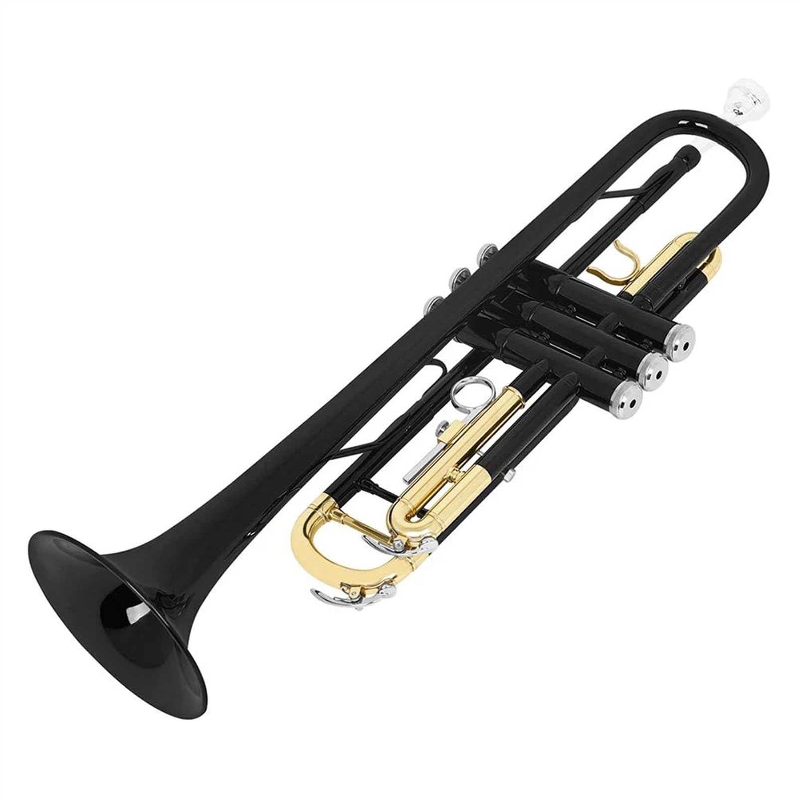 początkujących trąbka Zestaw Trąbek Bb Standard Rękawiczki Trąbki Malowane Na Złoto Instrument Dla Początkujących Uczniów(Black)