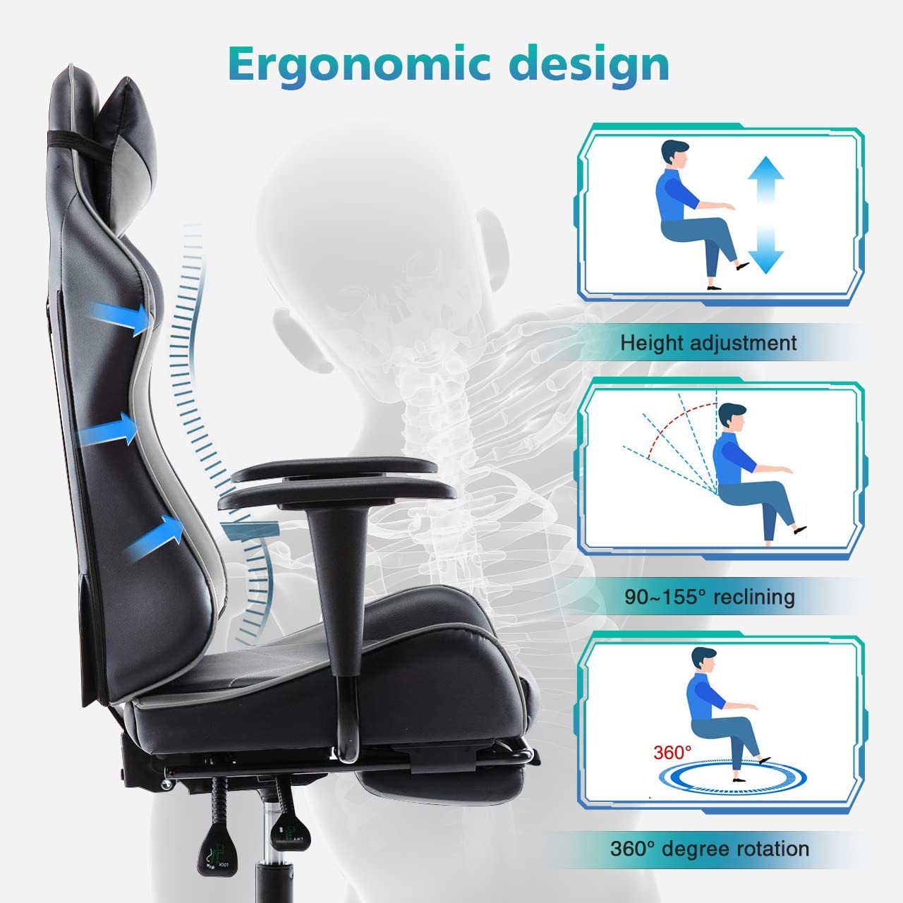 Buy Office Gaming Chair Ergonomic Computer Desk Chairs with Footrest