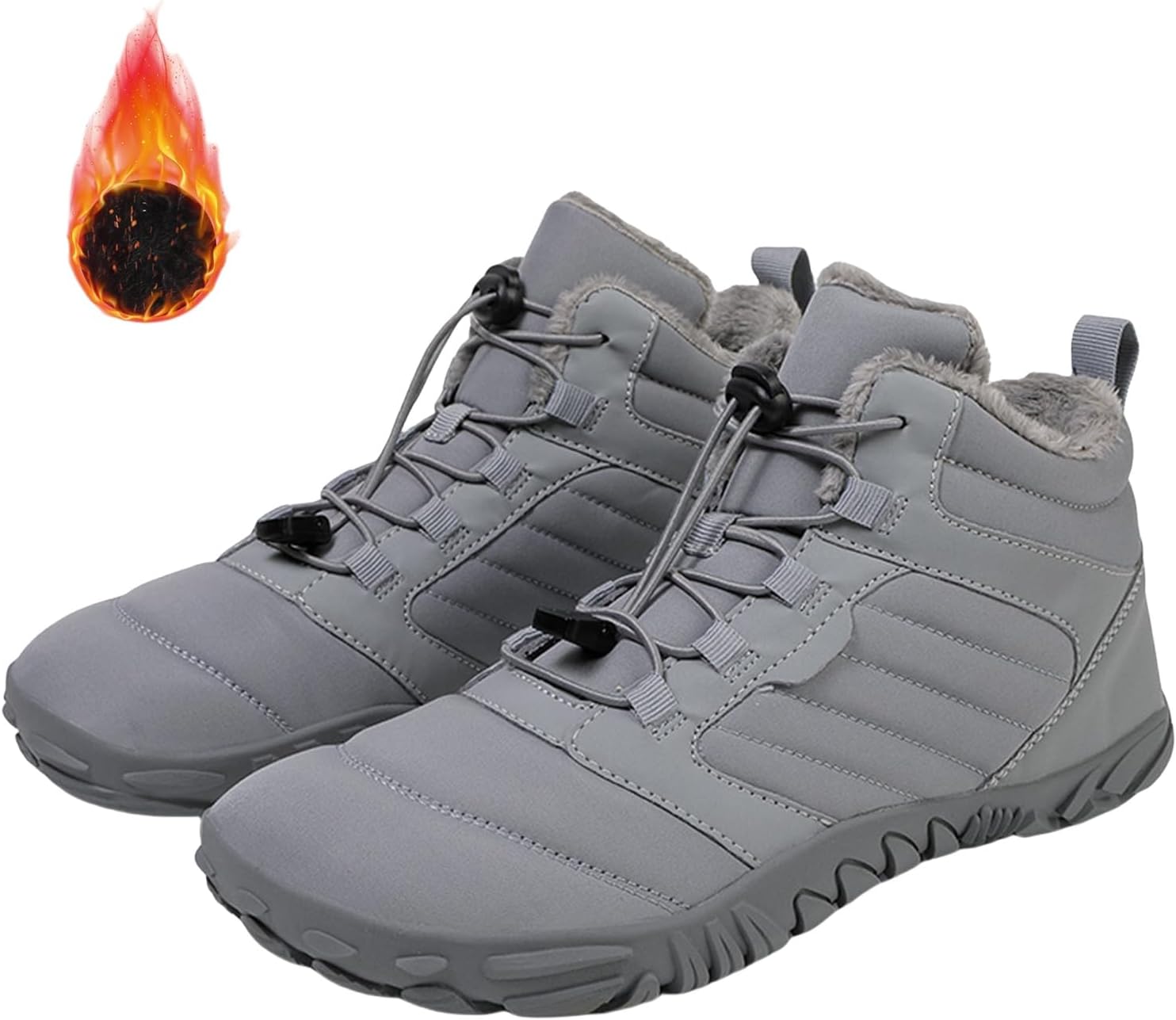 Womens Mens Winter Snow Boots,Warm Fur Lined Ankle Booties,Outdoor Anti-Slip Barefoot Boots,Winter Shoes,Lightweight Walking Hiking Boot,Comfortable Thermal Slip On Short Booties Unisex