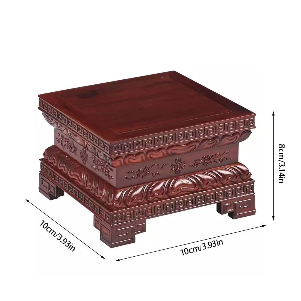 Soporte de Planta Base de Estatua de Buda de Loto, Planta en Maceta de Madera Maciza, Soporte Elevado, Base de Adorno Decorativa Cuadrada Soporte de Exhibición de Flores(S)
