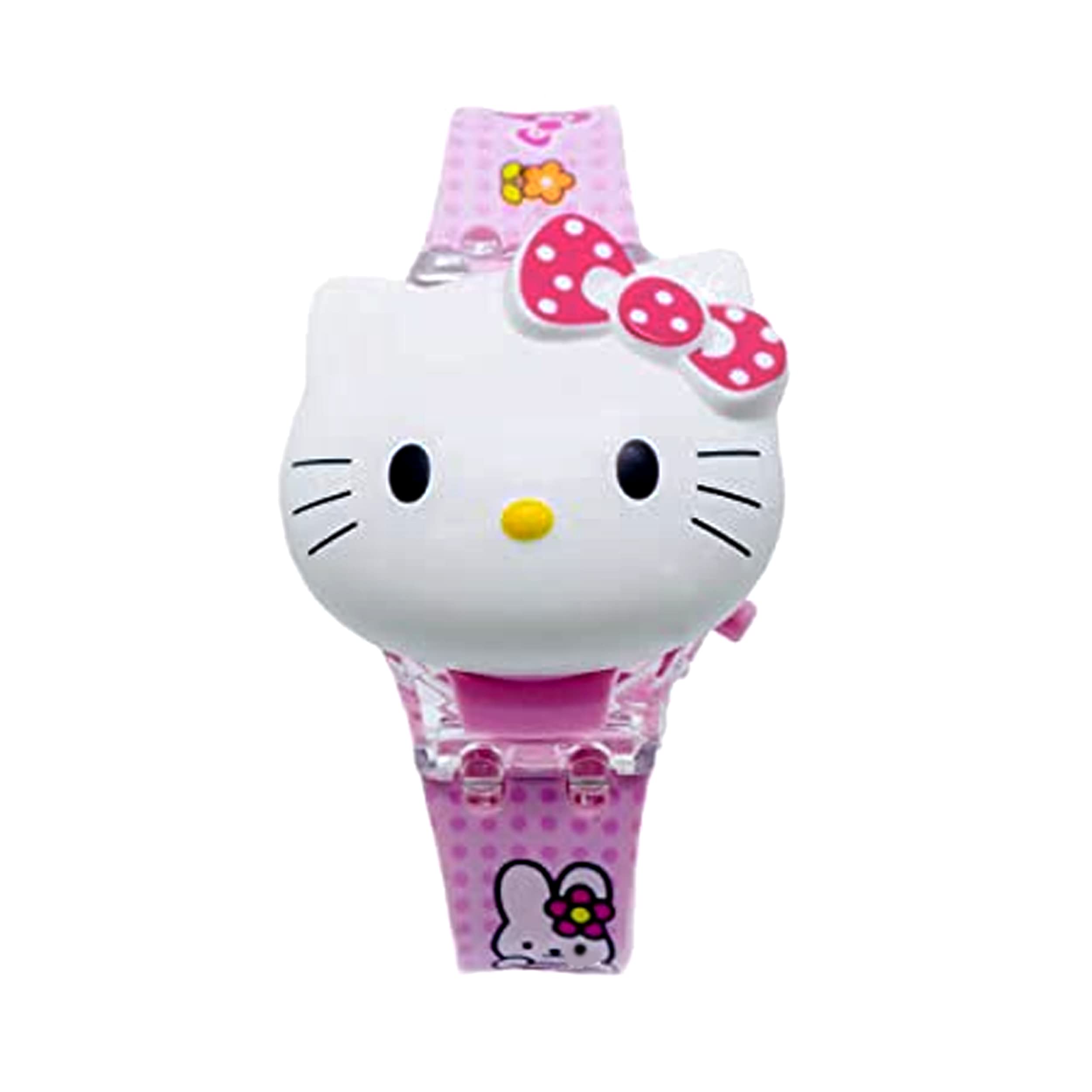 LionmatiKids Hello Kity 3D Light Led Glowing Girls Watch with Music Tune and Face Cover Multicolor Digital Light Boys Watch for Kids Age 3-12 Year Old Birthday Gift for Girls