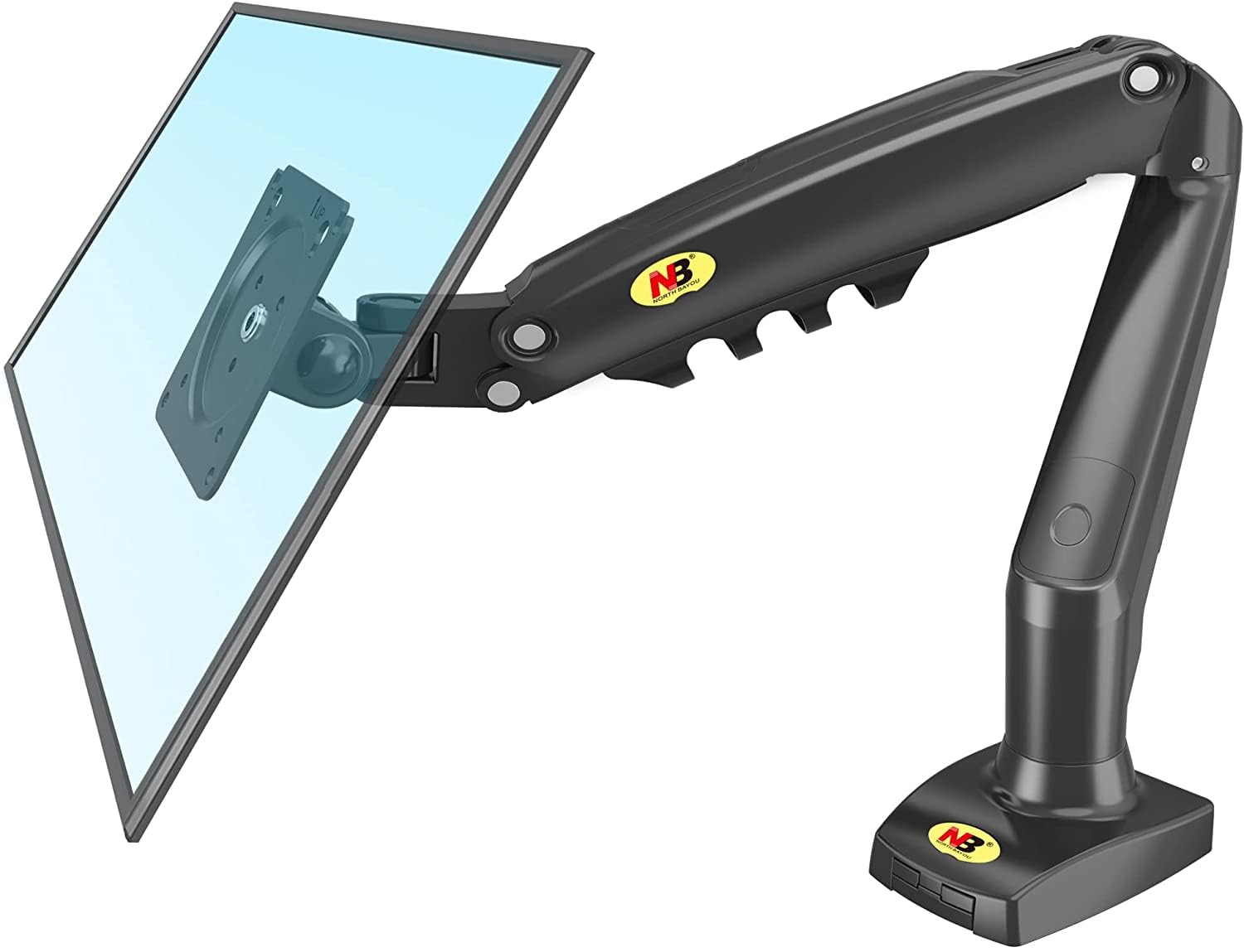 NB North Bayou Computer Monitor Desk Mount Stand with Gas Spring Arm Adjustable Height Tilt Angle for 17-30 Inch Flat or Curved Screens VESA 75x75/100x100mm with Clamp, Grommet Mounting Base