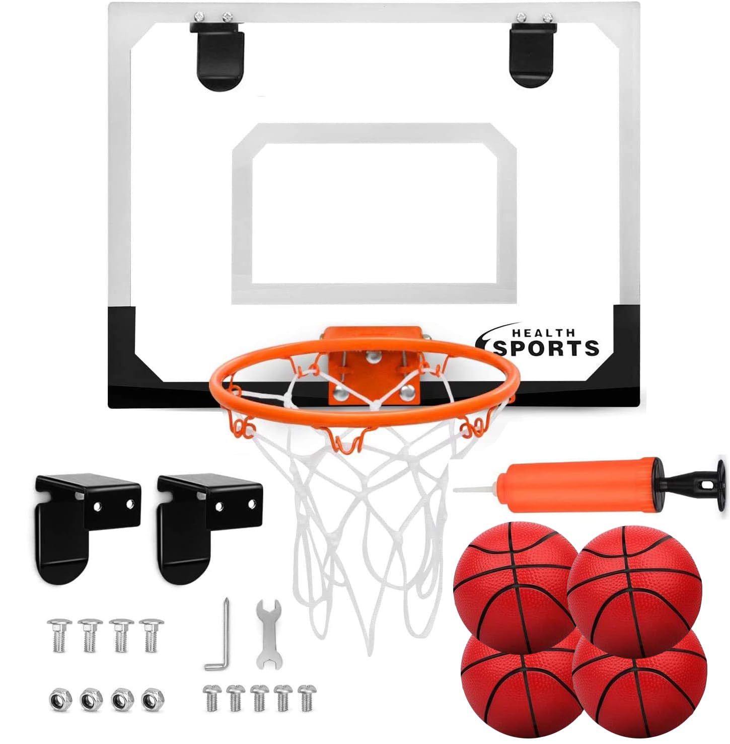 NaXew Indoor Basketball Hoop for Bedroom | Wall Mounted/Over Door Mini Basketball Hoop Includes Basketball and Net