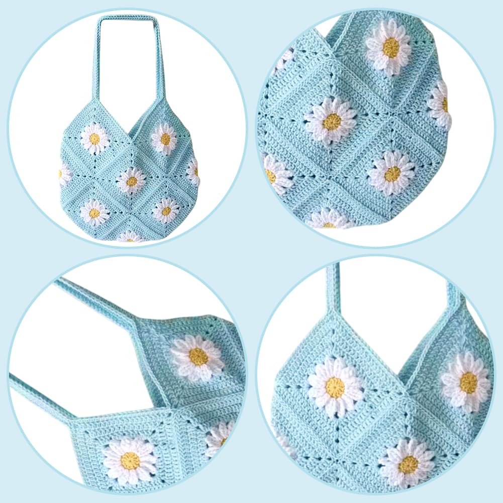 ORIGACH DIY Daisy Crochet Bag Kit for Beginners Adults Crochet Granny Square Bag Kit with Instruction Video Tutorials - Image 3