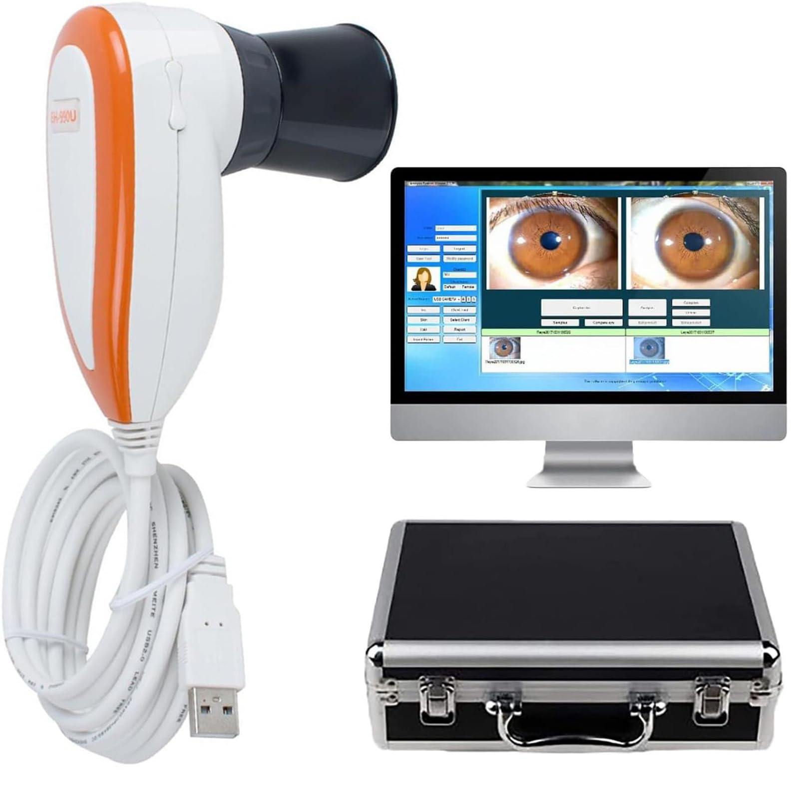 New 5.0 MP USB Iriscope Iris Detector with Pro Iris Software Eye Iriscope Iris Analyzer Analysis Iridology Camera for Beauty Salons, Personal Health Management Centers