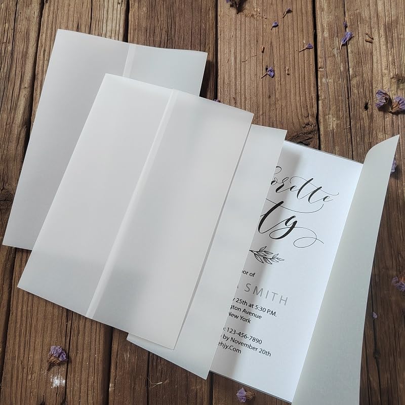 Transluzente Umschläge, Pergamenthüllen, 50 Stück transparente Einladungshüllen aus Pergamentumschlag im A5-Format, Pergamenthüllen, Pergamenthüllen for Hochzeitseinladungen, 160 g/m², Pergamentpapier