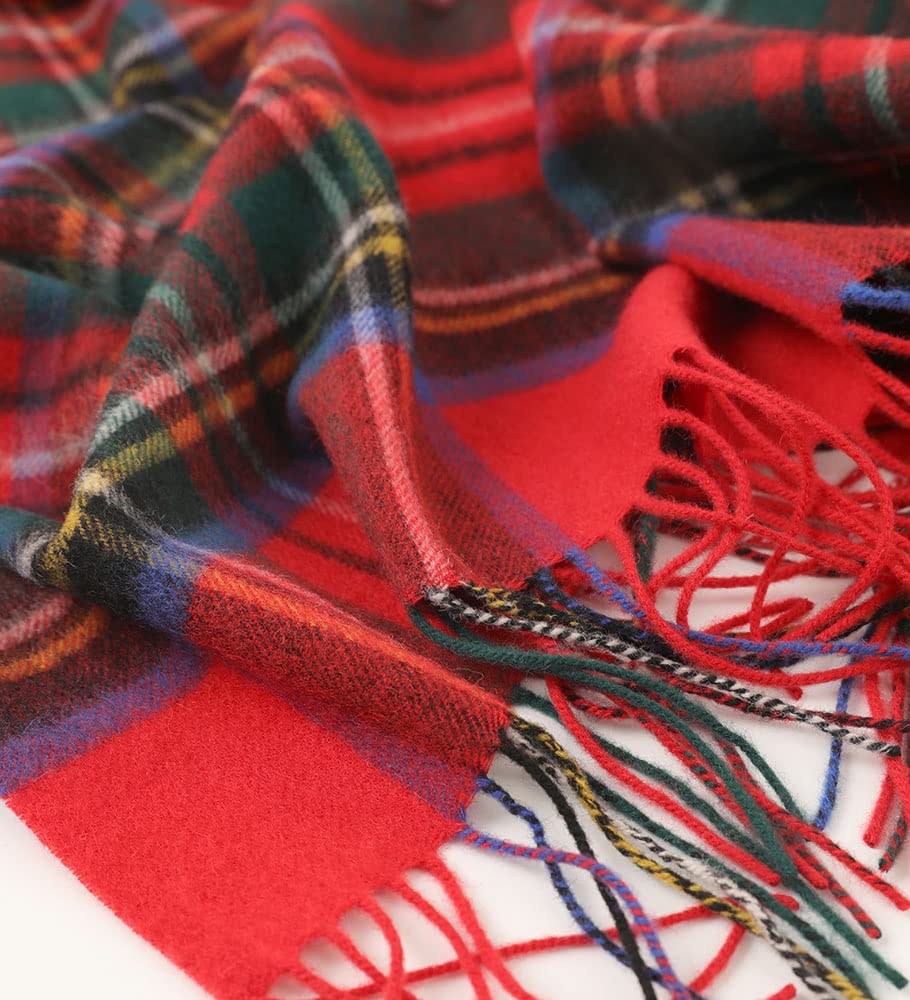 VRBFF Schotse gezellige wollige tartan deken, grote pure wol tartan gooien multifunctioneel tapijt, 75? x 55? / 190 x 140 cm grootte, 5 bereik van tartans kleuren keuze (rood