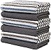 Premium Kitchen Towels (16”x 26”, 6 Pack) | Large Cotton Kitchen Hand Towels | Popcorn Striped Design | Dish Towels | 430 GSM Highly Absorbent Tea Towels Set with Hanging Loop | Gray