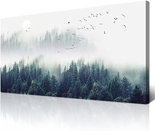 Wapluam Canvas Wall Art For Living Room Bedroom Decor Modern Home Office Decorations Fog Forest Landscape Painting Stretched Framed Pictures Ready To Hang Art Works 40 X 20