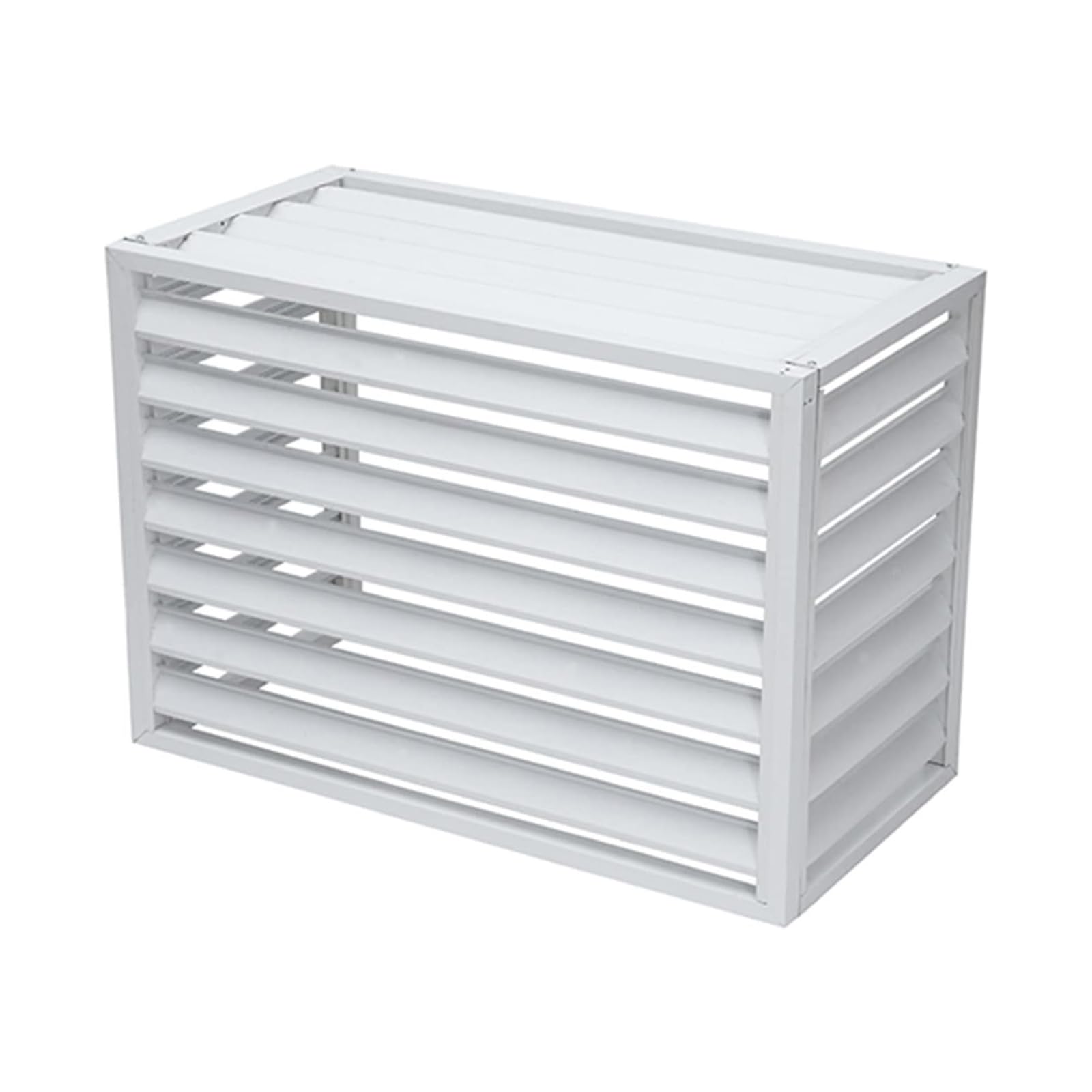 Witriolik White Louver Top Aluminum Air Conditioning Cover Aircon Heatump Cover Outdoor Air Source Heat Pump Cover Outdoor Condenser Protective Cover Ac Privacy Screen L100*W50*H70(1.5P)
