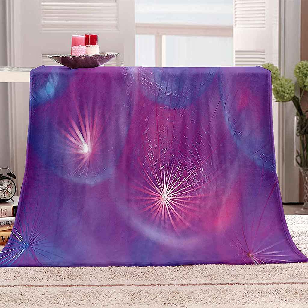 Couverture Polaire en Flanelle Violette Motif Pissenlit 150x200cm pour Canapé