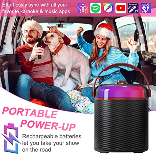 Karaoke Machine, Alpowl Portable Pa Speaker System With 2 Wireless Microphone For Home Party, Meeting, Wedding, Church, Picnic, Outdoor/Indoor (Black) #TOP2