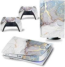 Skin for PS5 Disc Edition Decal Cover, Protective Sticker Decal for PS5, Full Set Skin Vinyl for PS5 Disc Console and Controller (Marble)
