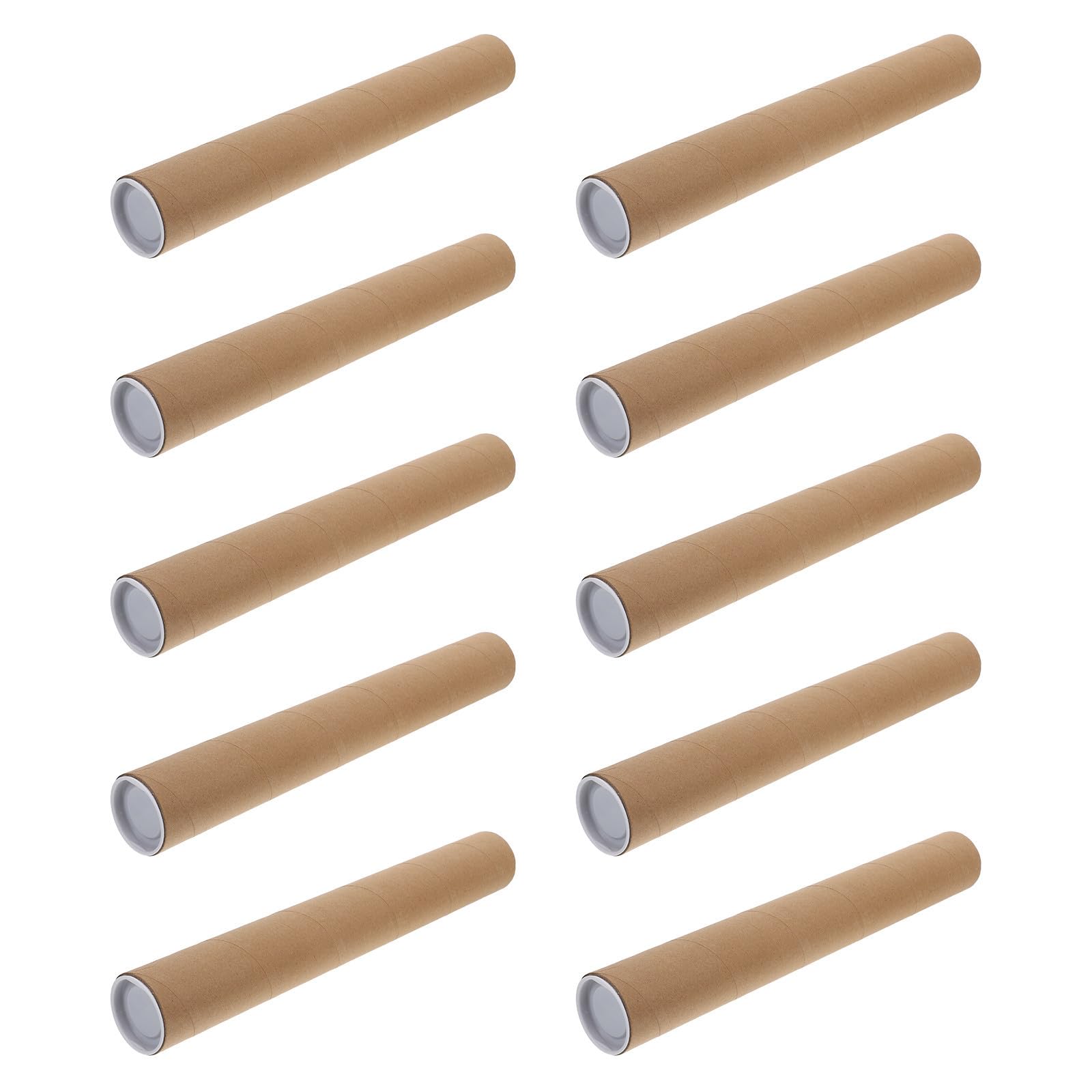 KALLORY Runde Versandhülsen Langlebige Papierrollen aus Kraftpapier mit Deckel 10 Stück Posterrohre für Sichere Aufbewahrung von Zeichnungen und Angelruten