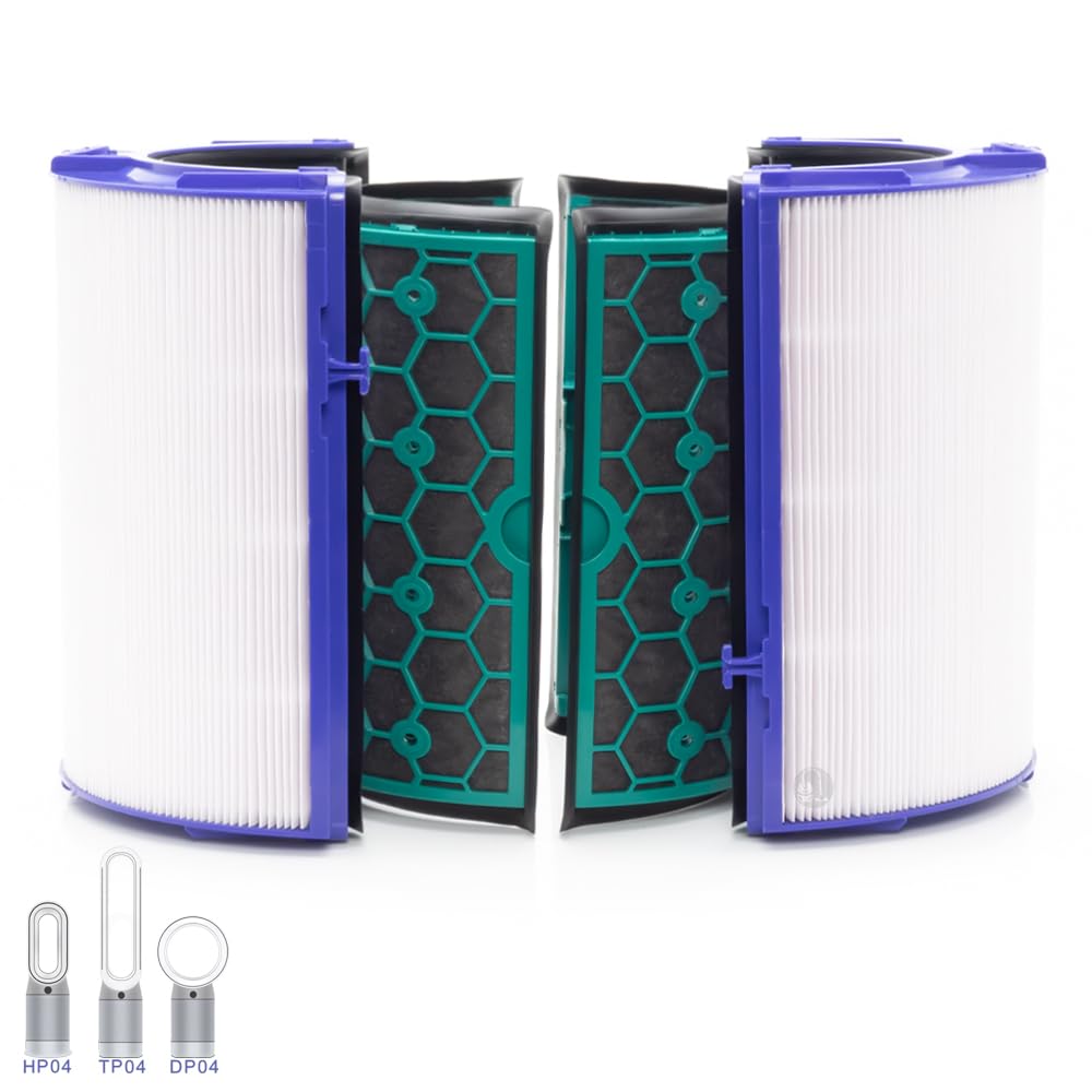 PRIMEBAG - Filter kompatibel mit Dyson Pure Cool TP04 DP04 Pure Hot+Cool HP04 Luftreiniger Heizlüfter Ersatzfilter mit Glasfaser Aktivkohle, Ersetzt 969048-05 968707-08 968708-08