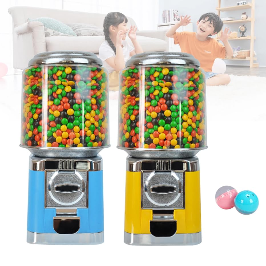 Commercial Automatic Candy Machine, 16"H Automatic Candy Gumball Dispenser Home Candy Vending Machine for Toy Capsules Bouncy Balls Candy, 200Pcs Candy Capacity (Blue)
