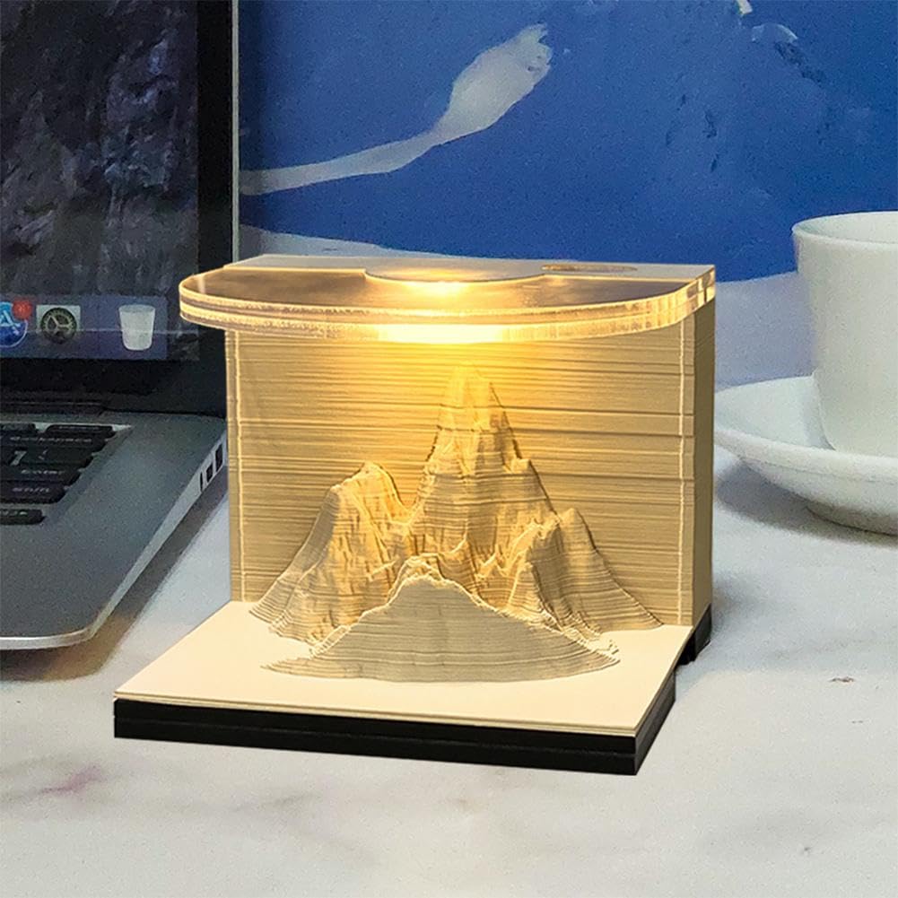 Notes samoprzylepny 3D Paper Sculpture Art, 2025 Kreatywny czas Film Kalendarz artystyczny Karteczki samoprzylepne Rzeźba z papieru Kalendarz Rzeźba Dekoracja stołu(GoldenSticky Notes)