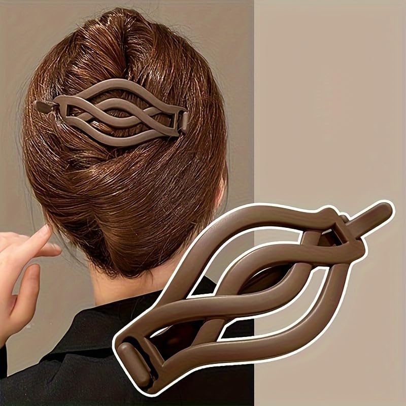 4 Pinzas Planas para Cabello, Clips Planos Redondos Franceses para Cabello Grueso o Fino, Broches Antideslizantes Vintage para Mujeres y Niñas miniatura 5