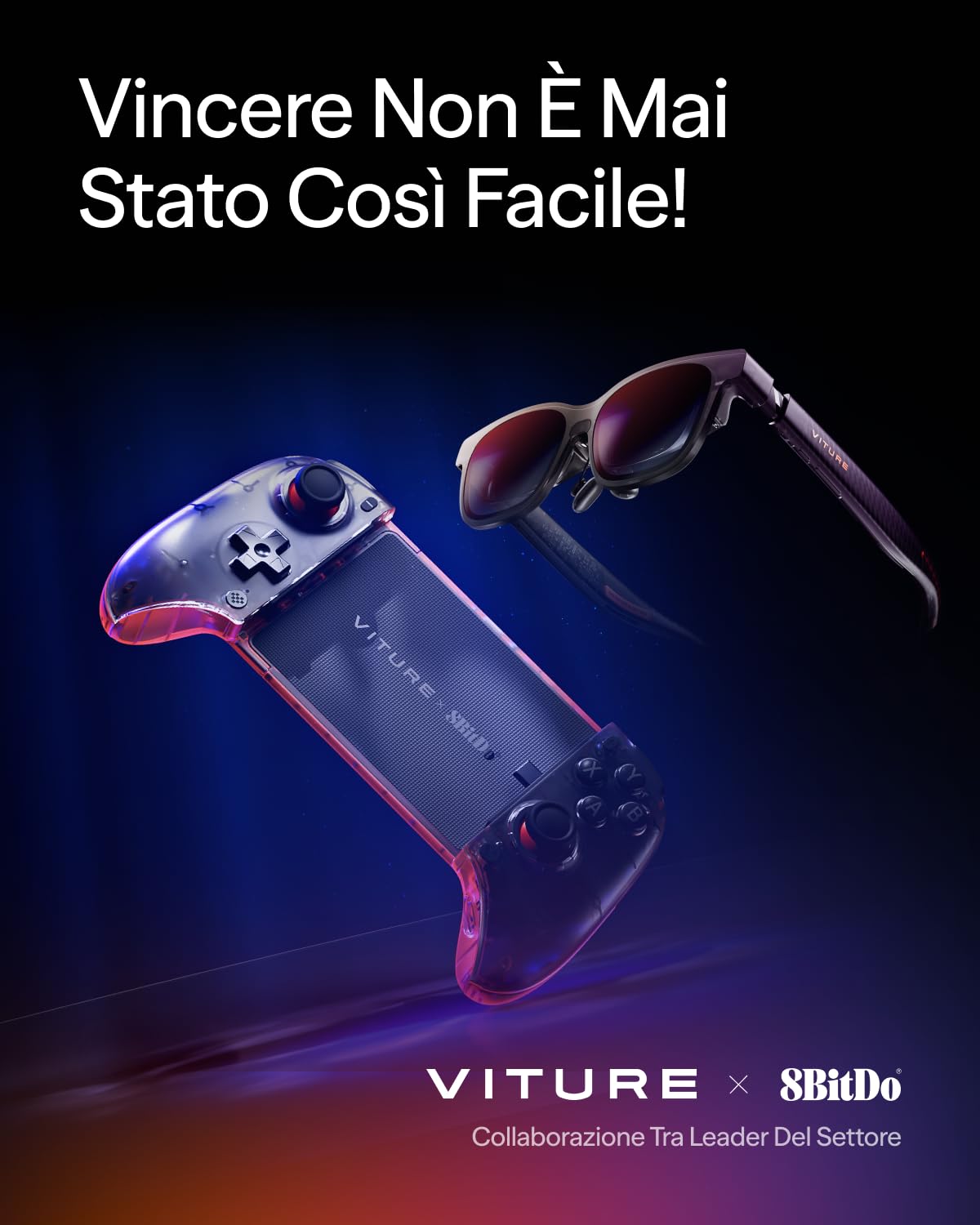 VITURE x 8BitDo Ultimate Mobile Gaming Controller - Primo al mondo per XR | USB-C latenza minima, stick Hall, gioco+carica, perf professionali Android