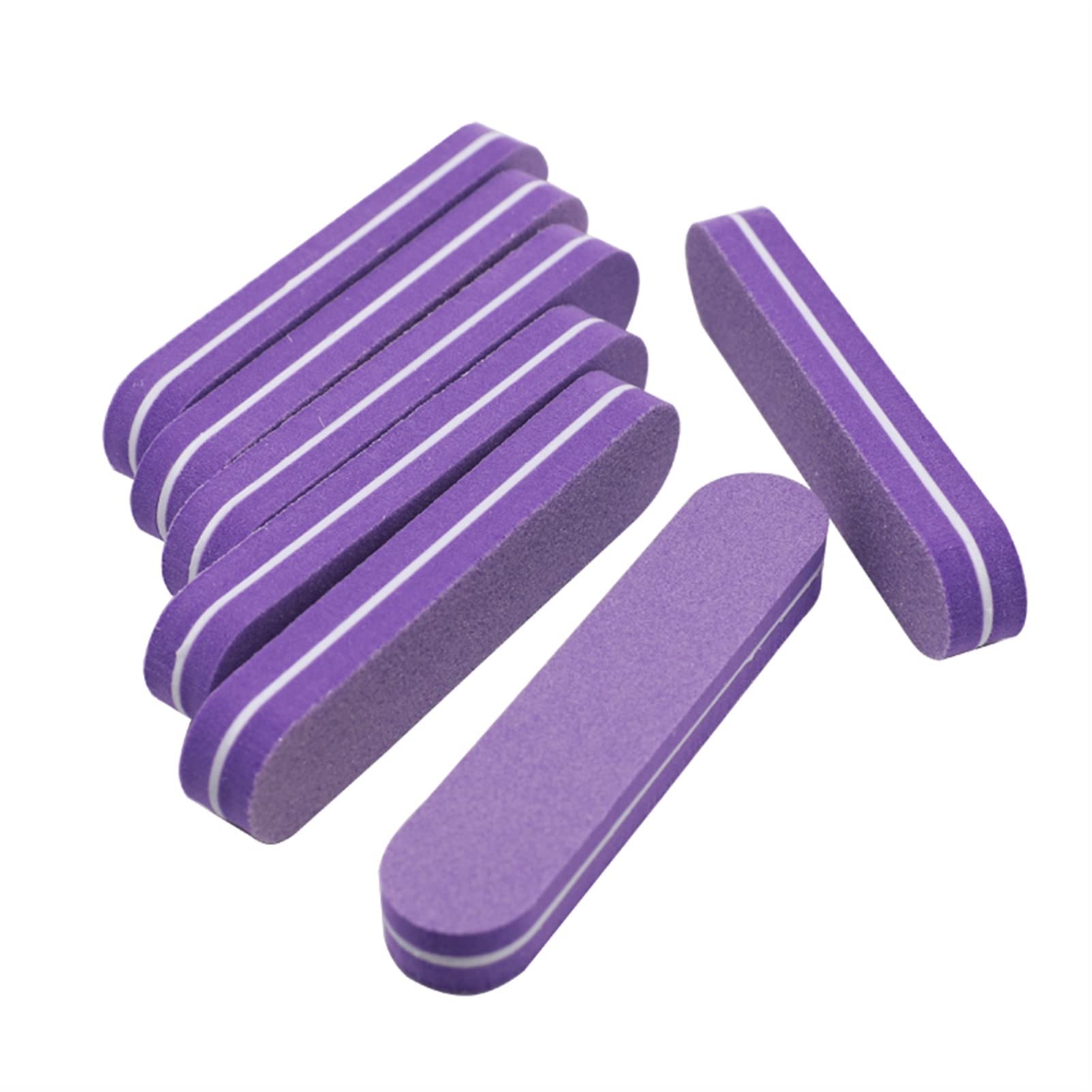 Blocco levigante per unghie, Lima Abrasiva for Nail Art In Spugna Viola, Grana 100/180, 90x20x12mm, Confezione Da 200