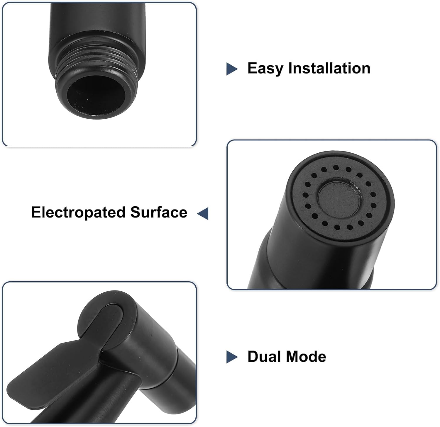 uxcell 1 Pcs Bidet Sprayer, Stainless Steel Pressurized Handheld Bidet Sprayer for Toilet, Jet Spray Bidet Attachment Bidet Toilet Sprayer Head for Kitchen Toilet, Black