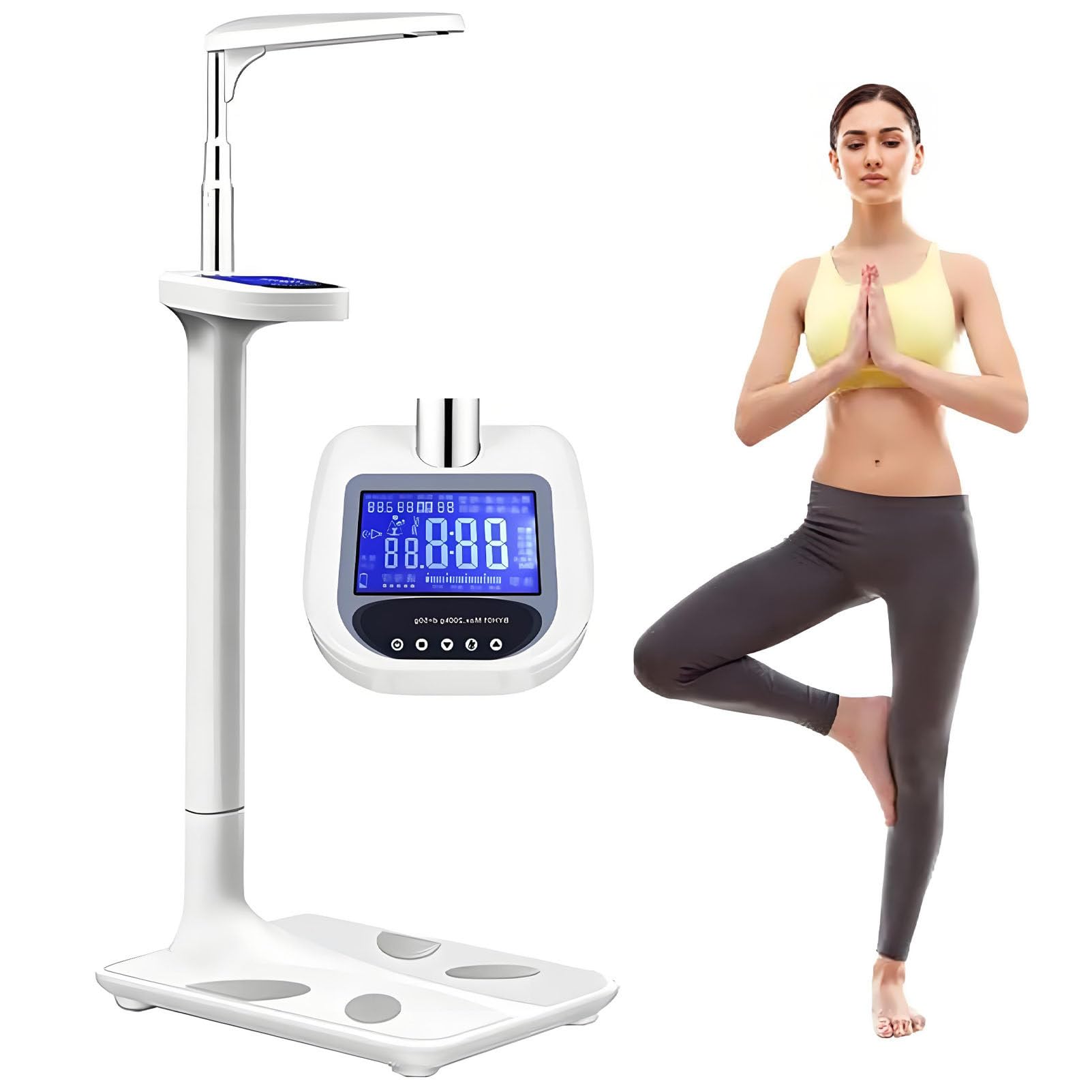 Balanza médica ultrasónica Profesional con Pantalla LCD | Balanza médica digital para medir la estatura y el peso, analizador electrónico de grasa corporal