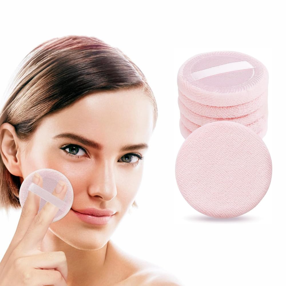 Zopseet 5 Pcs Makeup Powder Puff Washable Cotton Powder Puff Round Powder Puff for Loose Powder Mineral Powder Body Powder Powder Foundation - Image 2