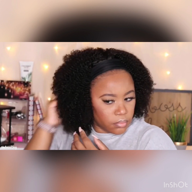 Afro-Kinky-Curly-Headband-Human-Hair-Wigs-for-Black-Women-Glueless-None-Lace-Front-Wigs-Headband-Half-Wig-Human-Hair-150-Density-Brizilian-Virgin-Hair-Machine-Made-Headband-Wig-Human-Hair-16Inch