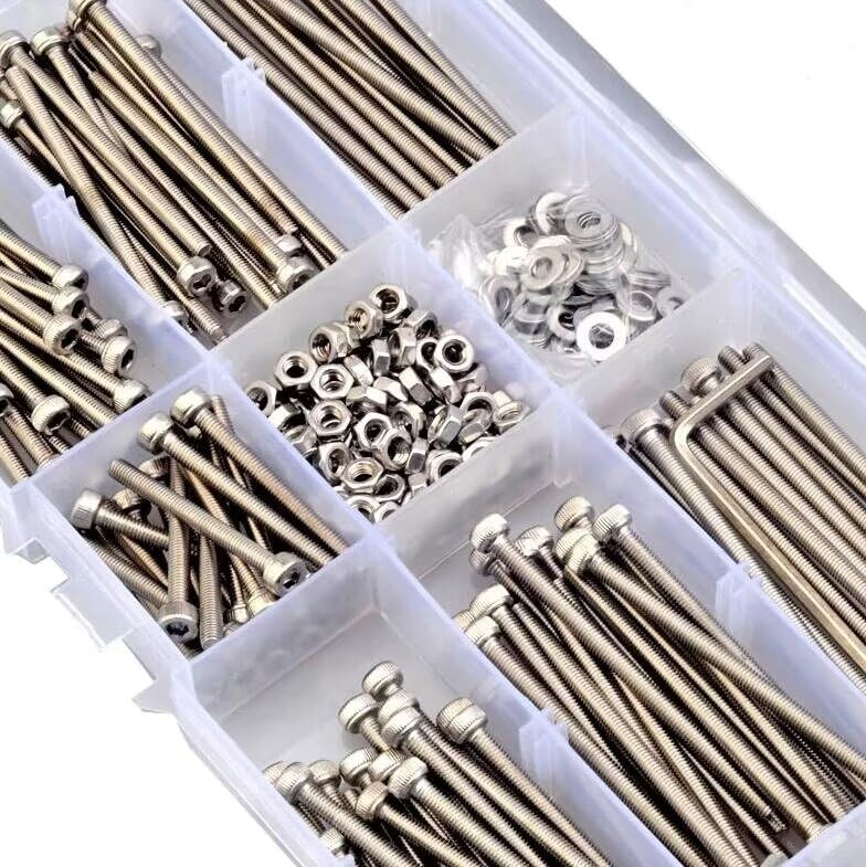 360Pcs/set Hex Hexagon Socket Cap Head Screws Set Stainless Steel M3 Extension Screw Allen Head Bolt with Nut Washers Assortment Kit