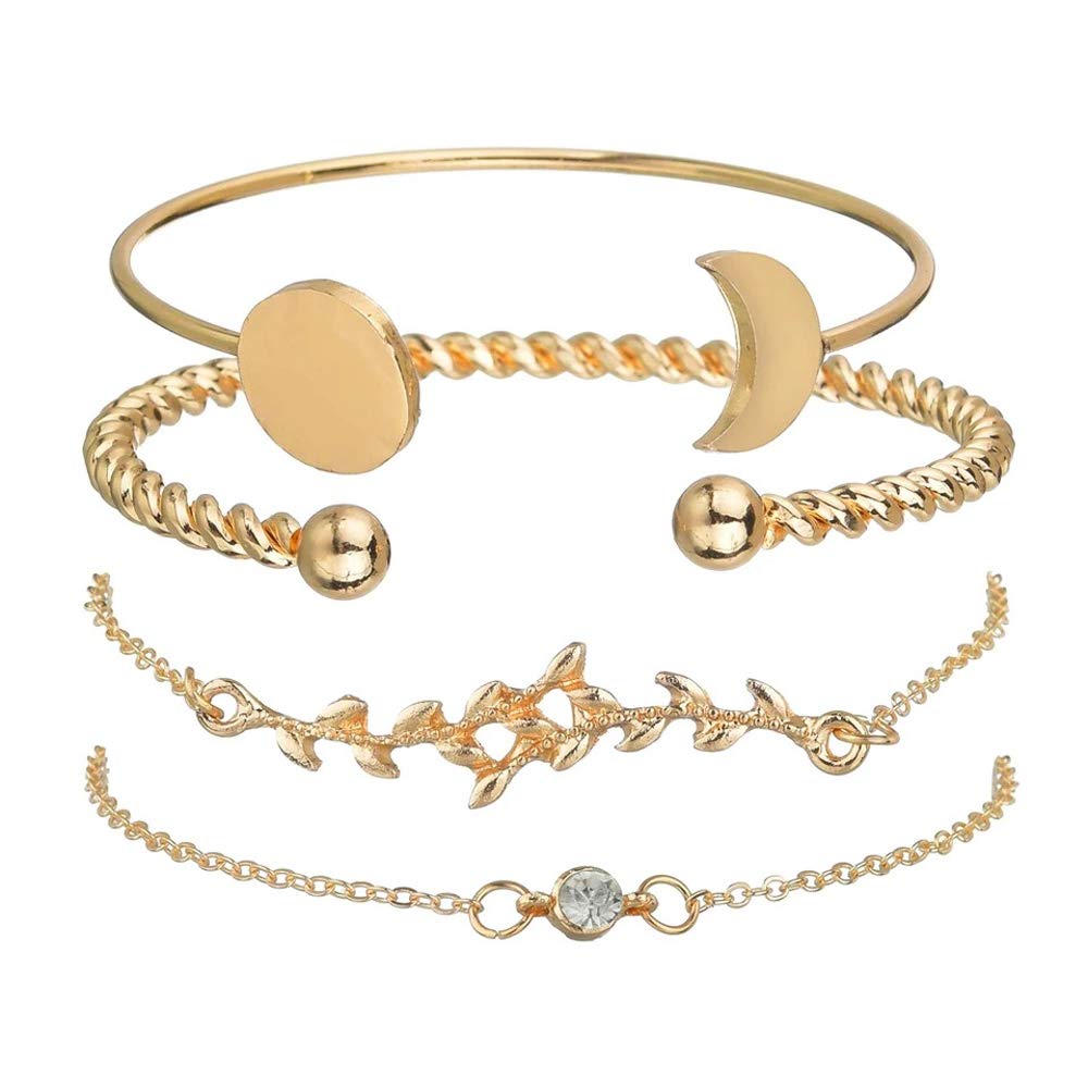 Shining Diva Fashion Set of 4 Multilayer Charm Bangle Gold Plated Bracelet for Women and Girls (Golden) (10676b) (B07RZ5PRRB) Amazon Price History, Amazon Price Tracker