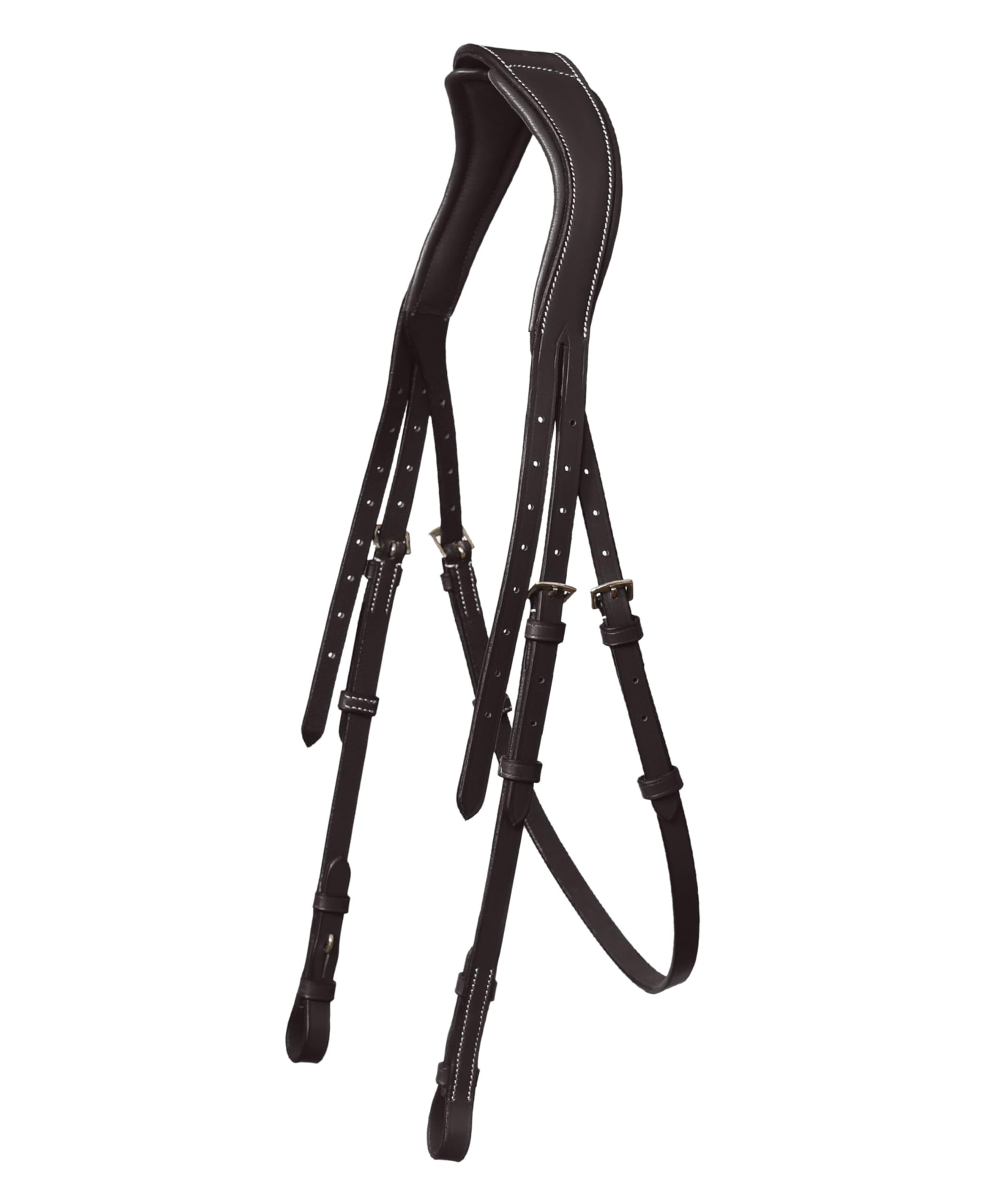 Exion - Brida de salto anatómica para caballos con muserola extraíble y riendas de goma, cuero curtido vegetal de primera calidad, hebillas SS, monocorona acolchada, costuras de diseño