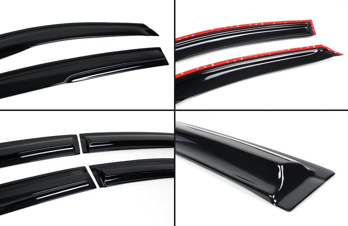 Cuztom Tuning JDM 3D Aero Wavy Style Window Visor Rain Guard Deflector Compatible with 2018-2021 Honda Accord LX EX Sport