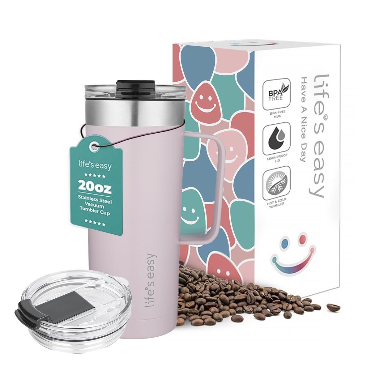 Amazon.com: Life's Easy 20oz Stainless Steel Mug w/Handle - Double