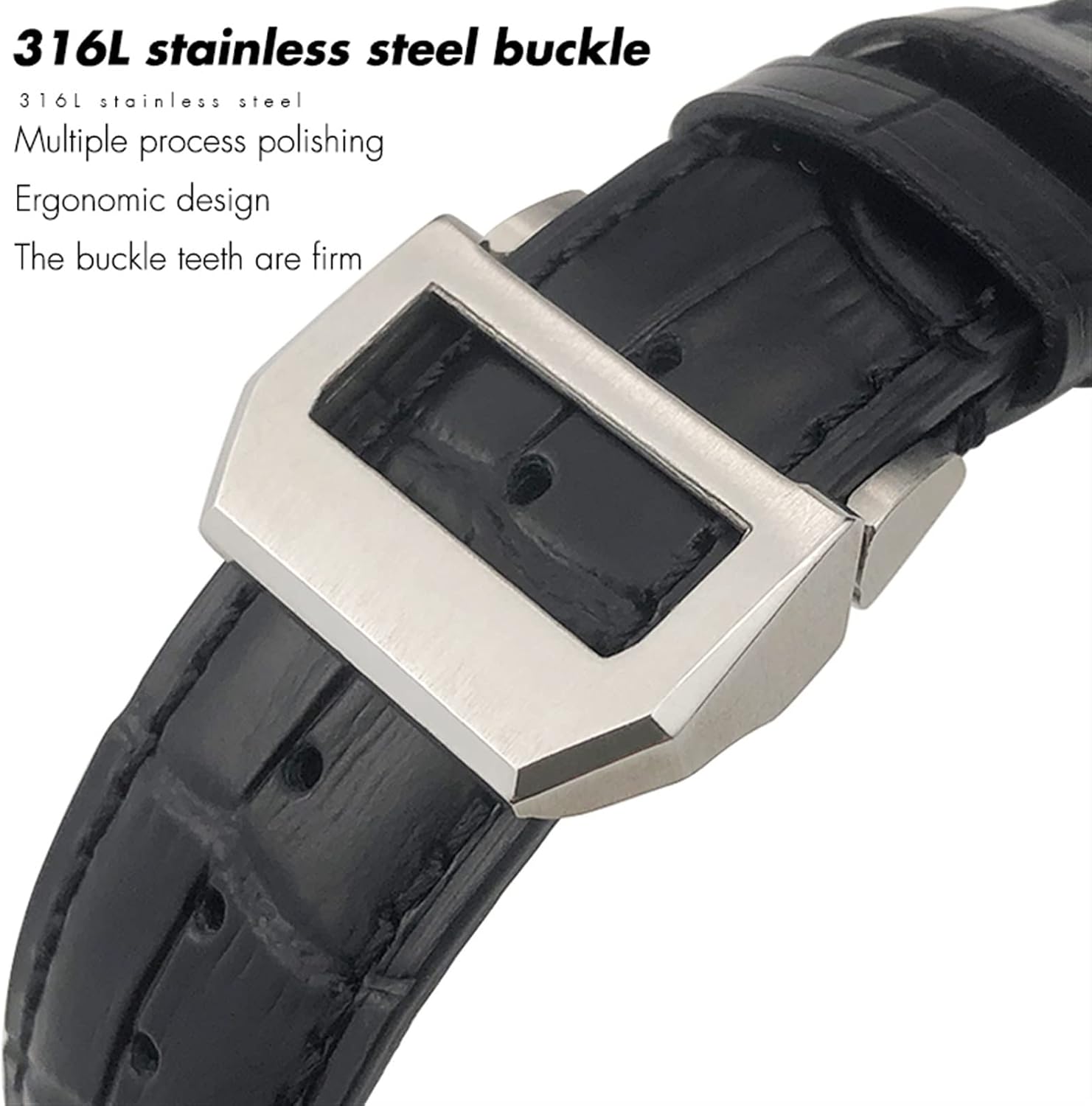 BWAD 21mm 22mm Curved End Cow Watchband Replacement for IWC Portugieser 'S Watches Folding Buckle Watch Strap image 4