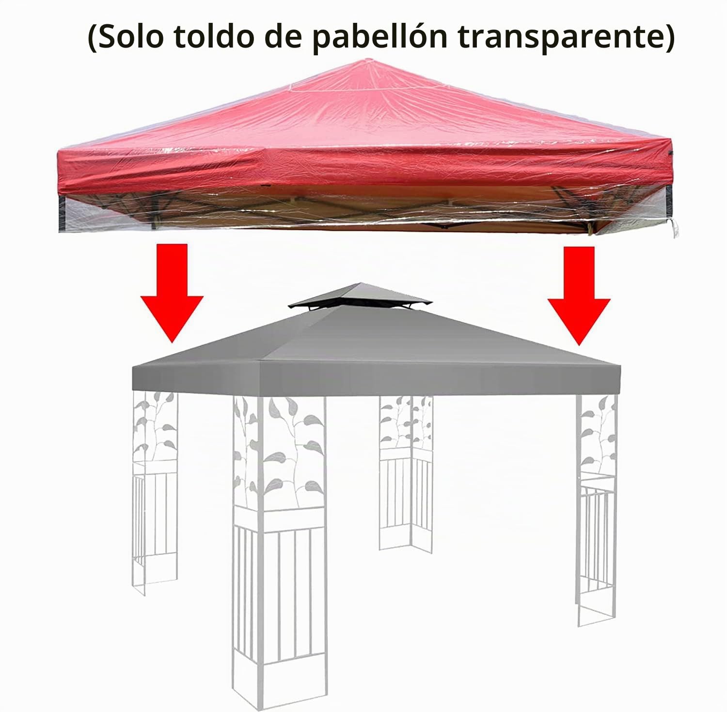Carpa 3x3, impermeable, estable, resistente al invierno, doble techo transparente, protector de repuesto, pabellón con techo fijo, para exteriores, protección contra la lluvia, funda de repuesto