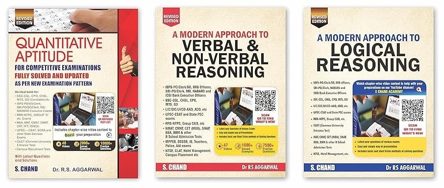 Image of A Modern Approach to Verbal & Non-Verbal Reasoning & A Modern Approach to Logical Reasoning & RS Aggarwal Quantitative Aptitude New Revised Edition 2025 Competitive Examinations For All Government and Entrance Exams (Banking, SSC, Railway, Police, Civil Service, etc.) Set Of 3 BOOK COMBO
